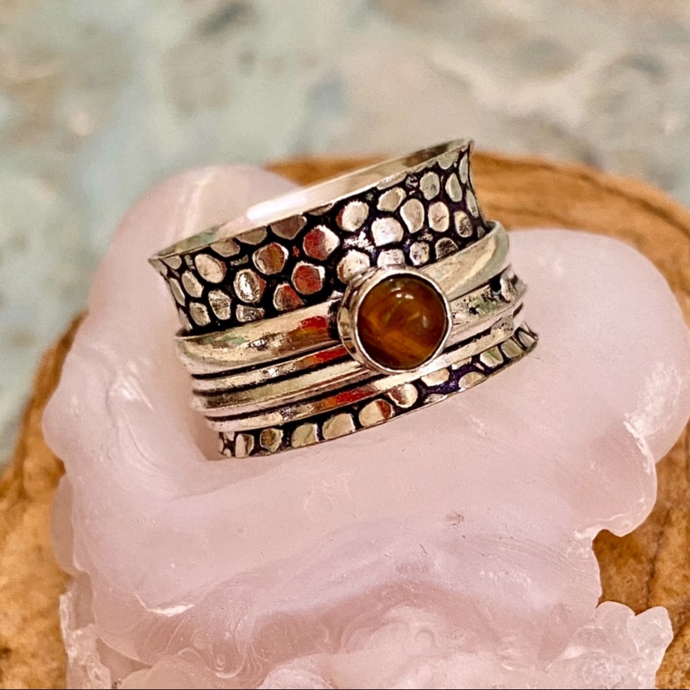 NWOT Artisan Tiger Eye Sterling Silver Ring - Picture 2 of 15